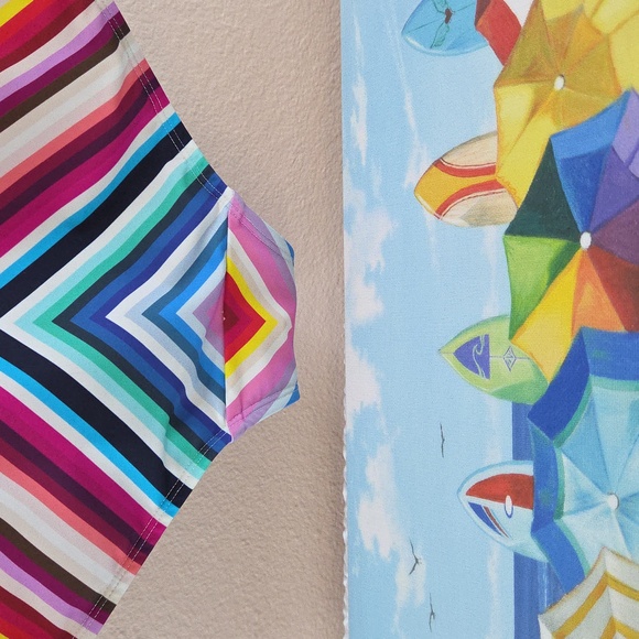 Stylest System  Dream Sculpt Zip Swimsuit Multicolor Stripes Large UPF 50 - Picture 7 of 16